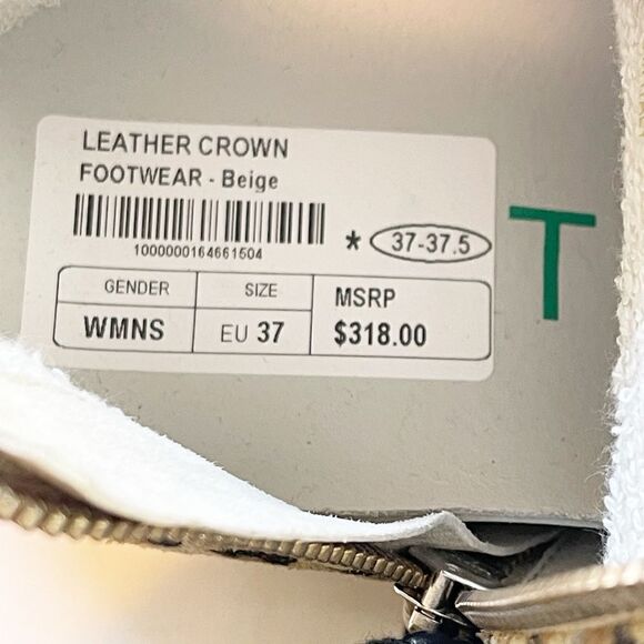 LEATHER CROWN MID TOPS in leopard print and gold metallic leather. New - Picture 12 of 14